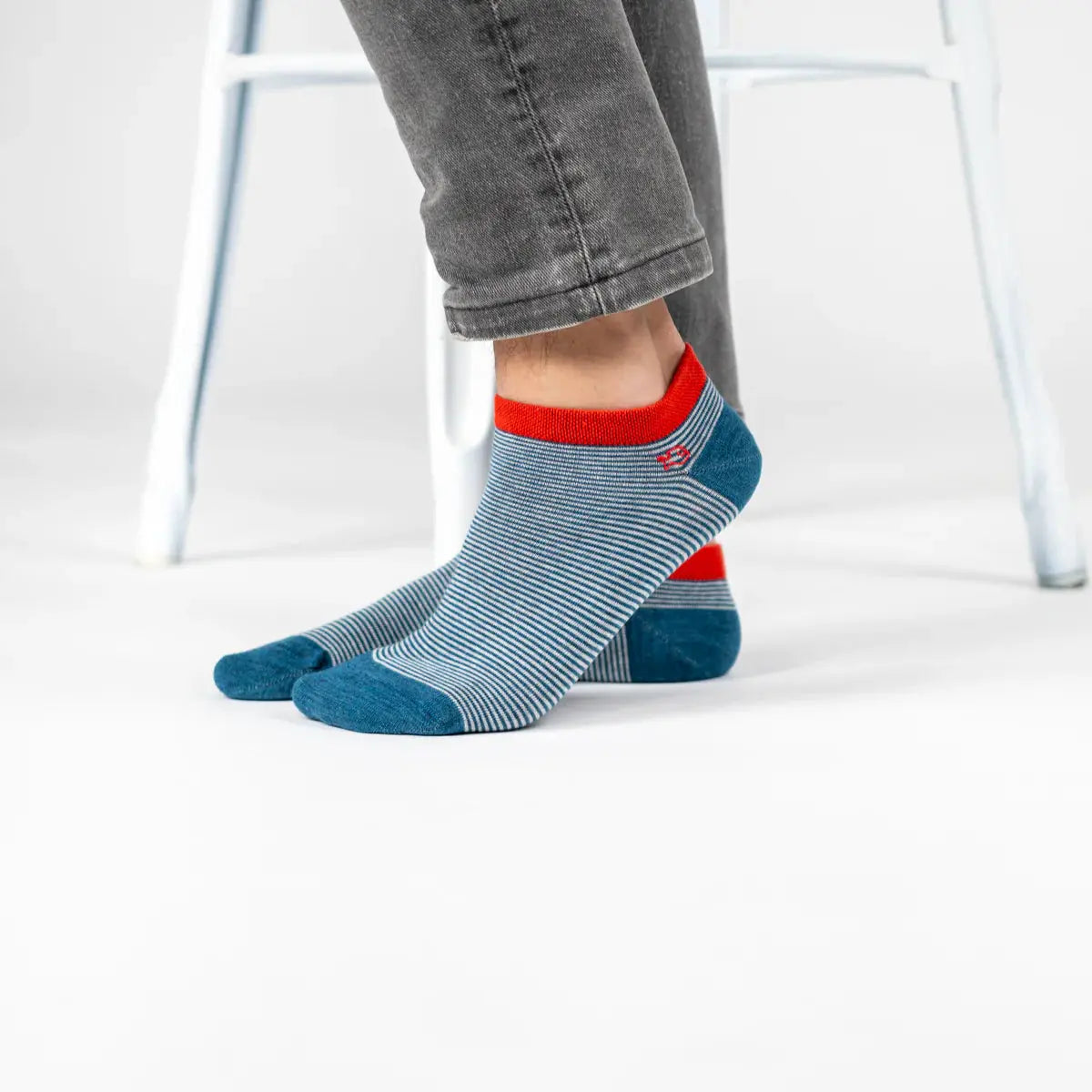 BILLYBELT -  SOCQUETTES RAYURES - BLEU & BLANC -  Klubb