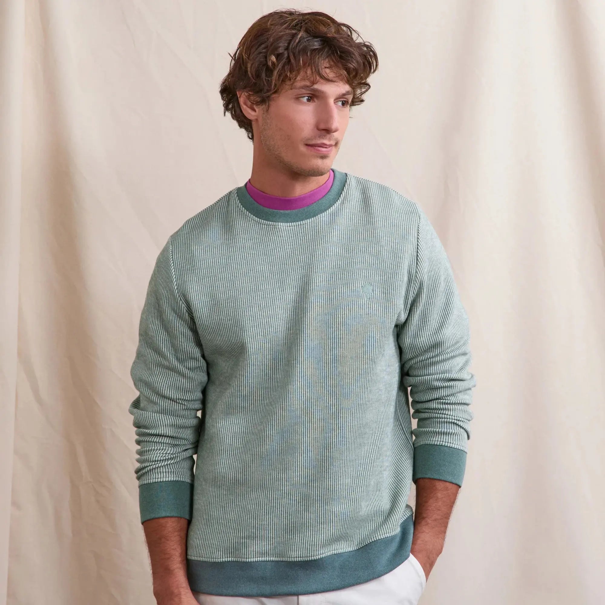 SWEAT BUSSY - ÉCRU & VERT