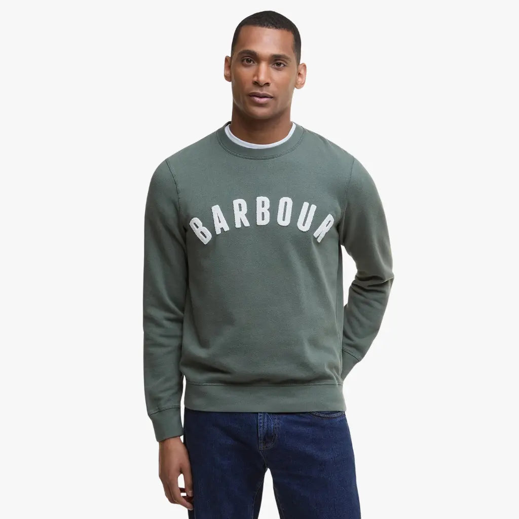 BARBOUR -  SWEAT PREP LOGO VERT & BLANC -  Klubb