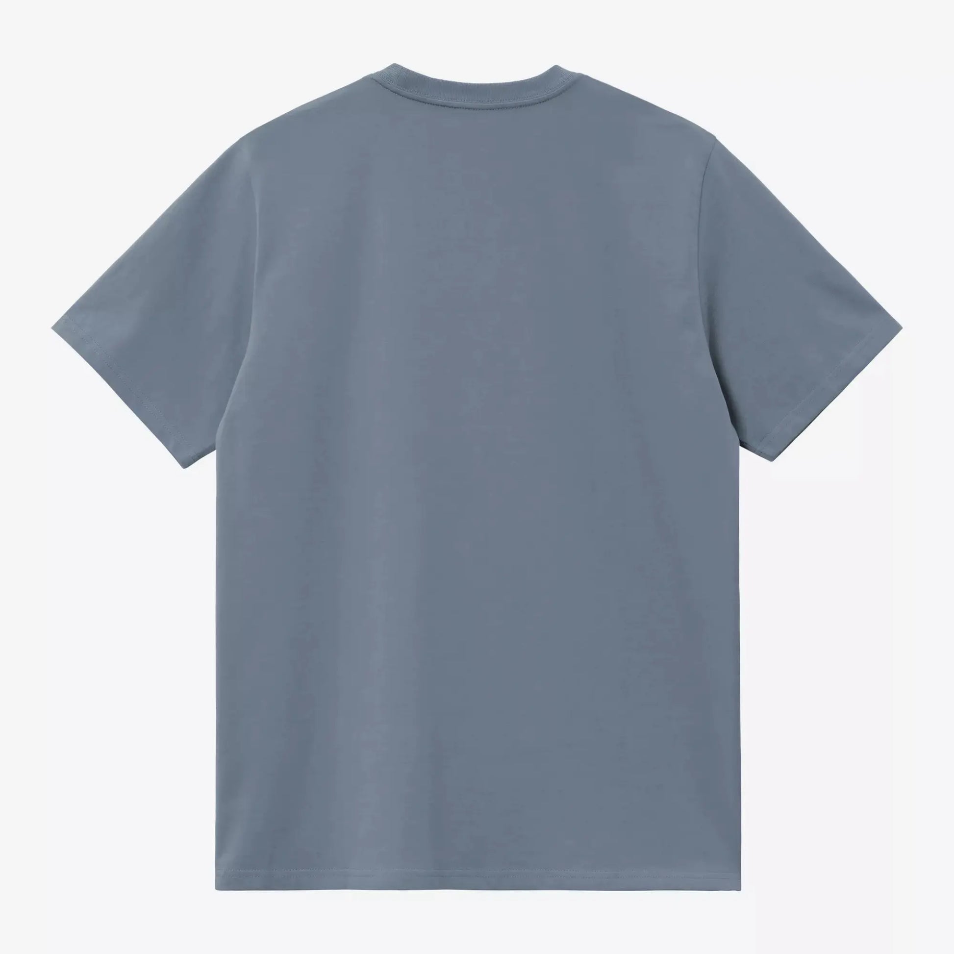 T-shirt Carhartt WIP Chase Icesheet bleu-gris, vue à plat de dos, col rond côtelé