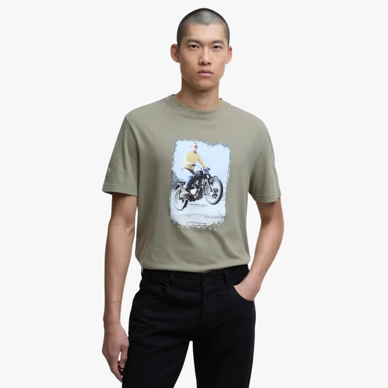 BARBOUR INTERNATIONAL -  T-SHIRT COSTER STEVE MCQUEEN OLIVE -  Klubb
