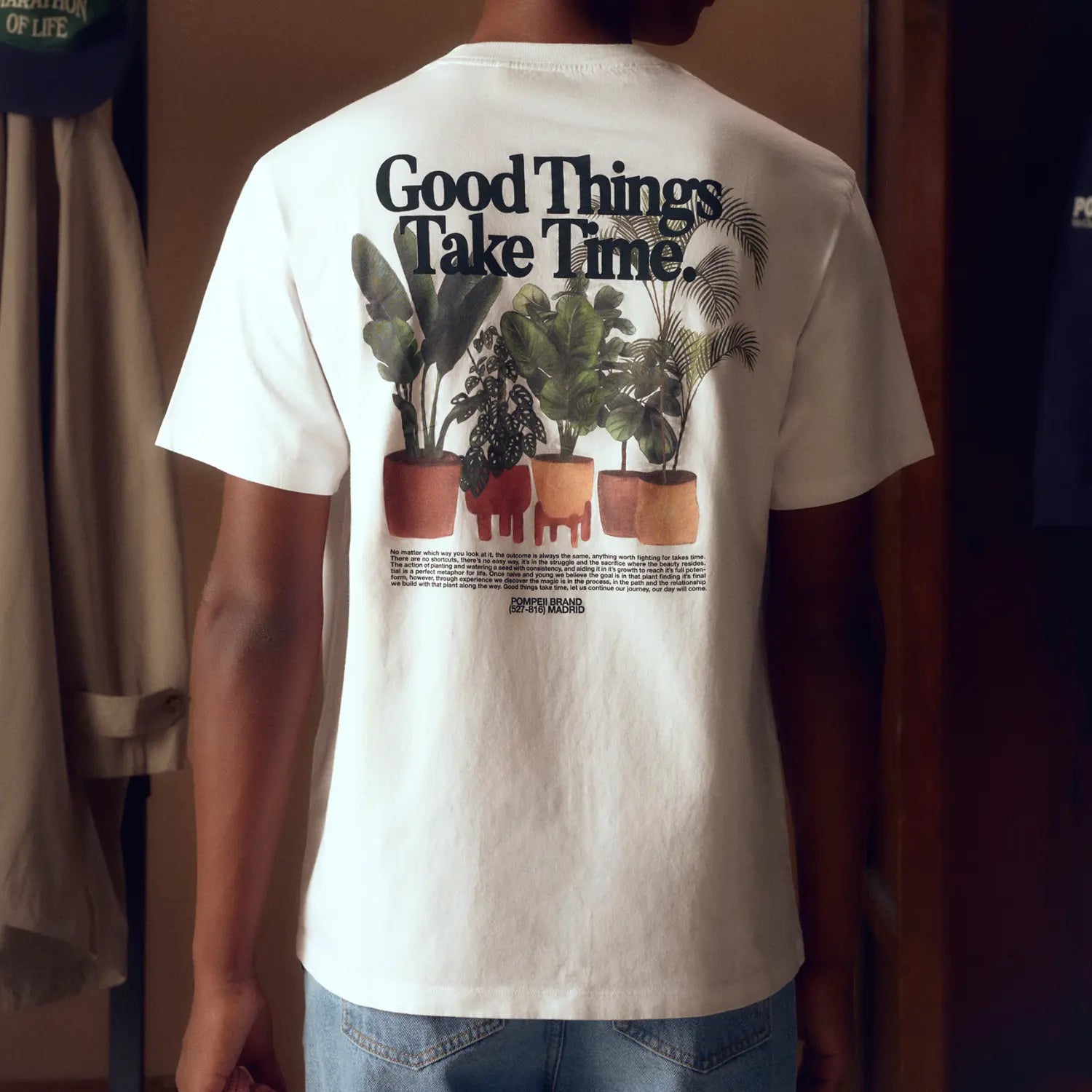 T-SHIRT GOOD THINGS TAKE TIME - BLANC POMPEII BRAND -  Klubb