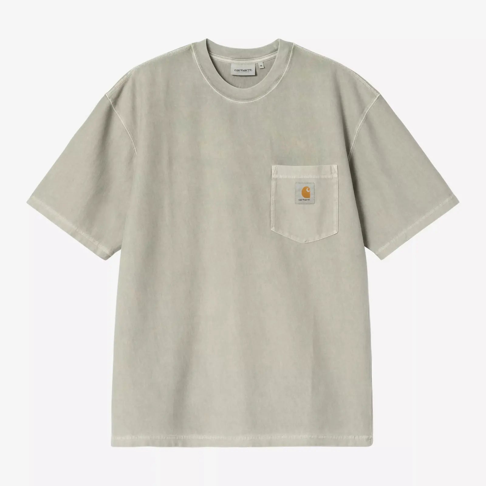 T-shirt Loose Pocket Carhartt WIP Shady Green coton bio teint en pièce - vue avant poche poitrine
