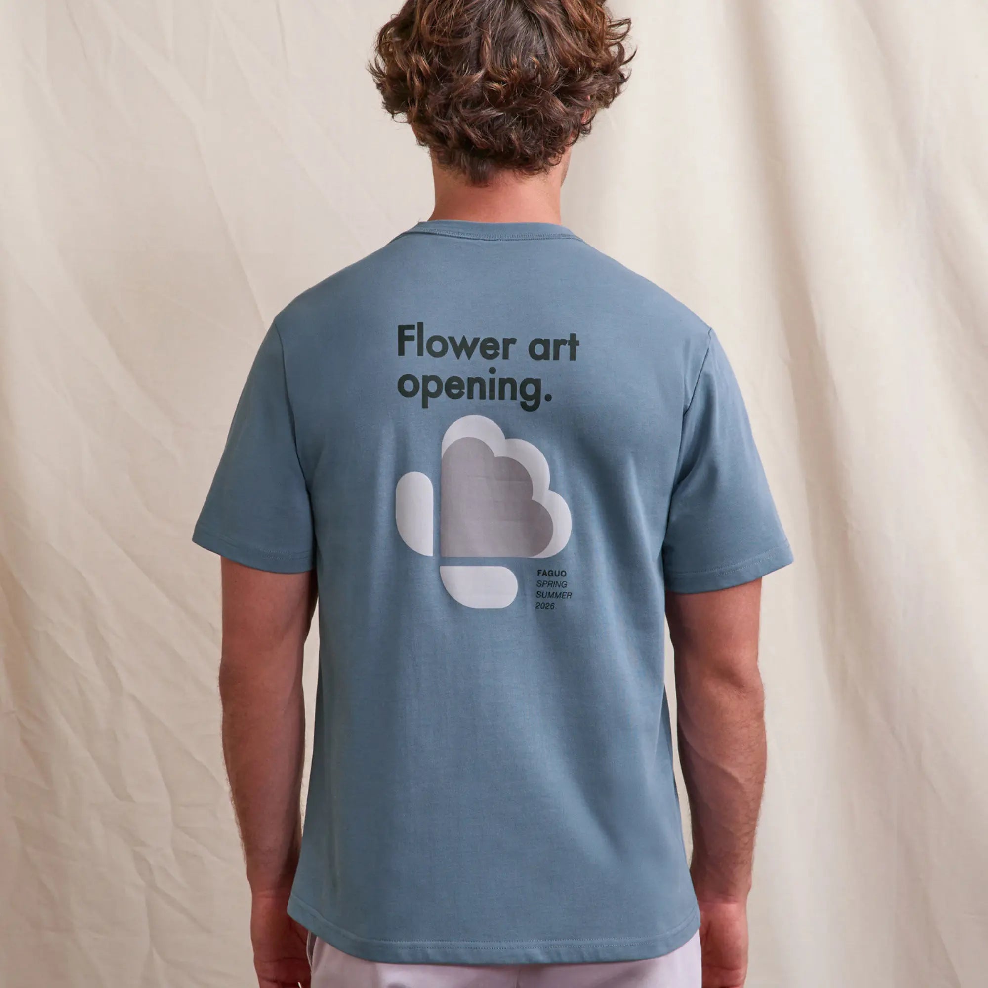 T-SHIRT MASSOURY IMPRIMÉ FLOWER ART BLEU