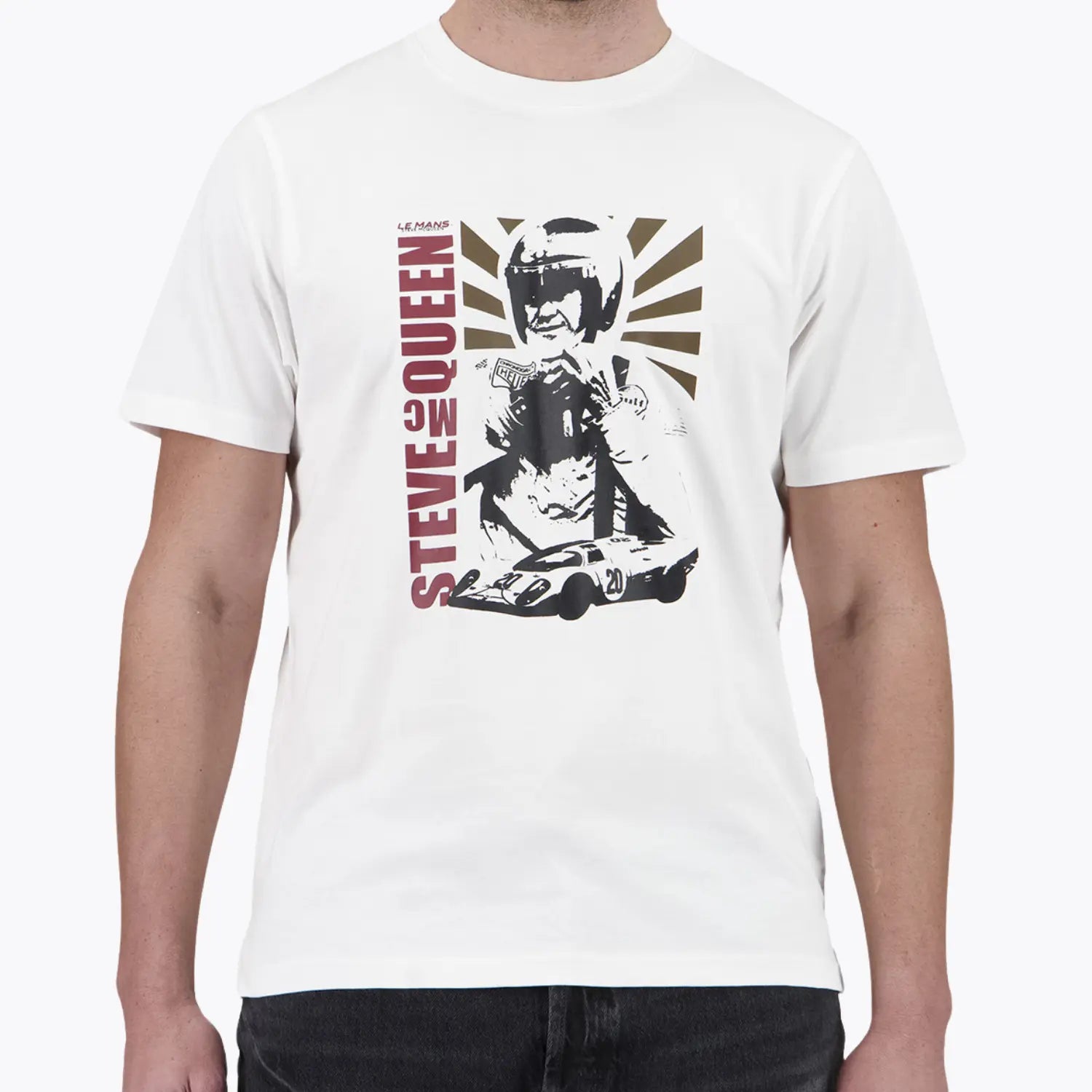 T-SHIRT OLD AFFICHE BLANC STEVE MCQUEEN LE MANS -  Klubb