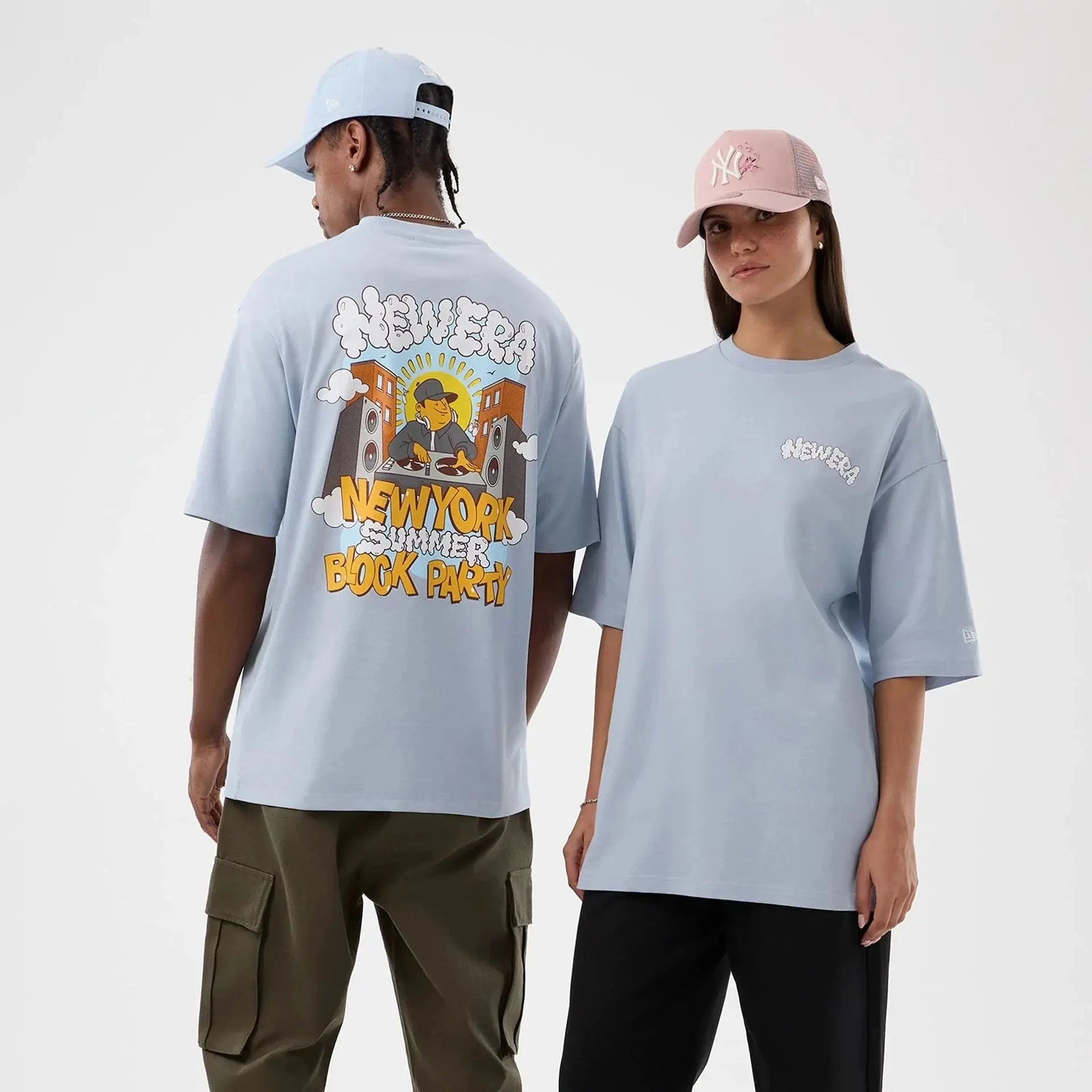 T-shirt Oversize Block Party - Bleu Pastel