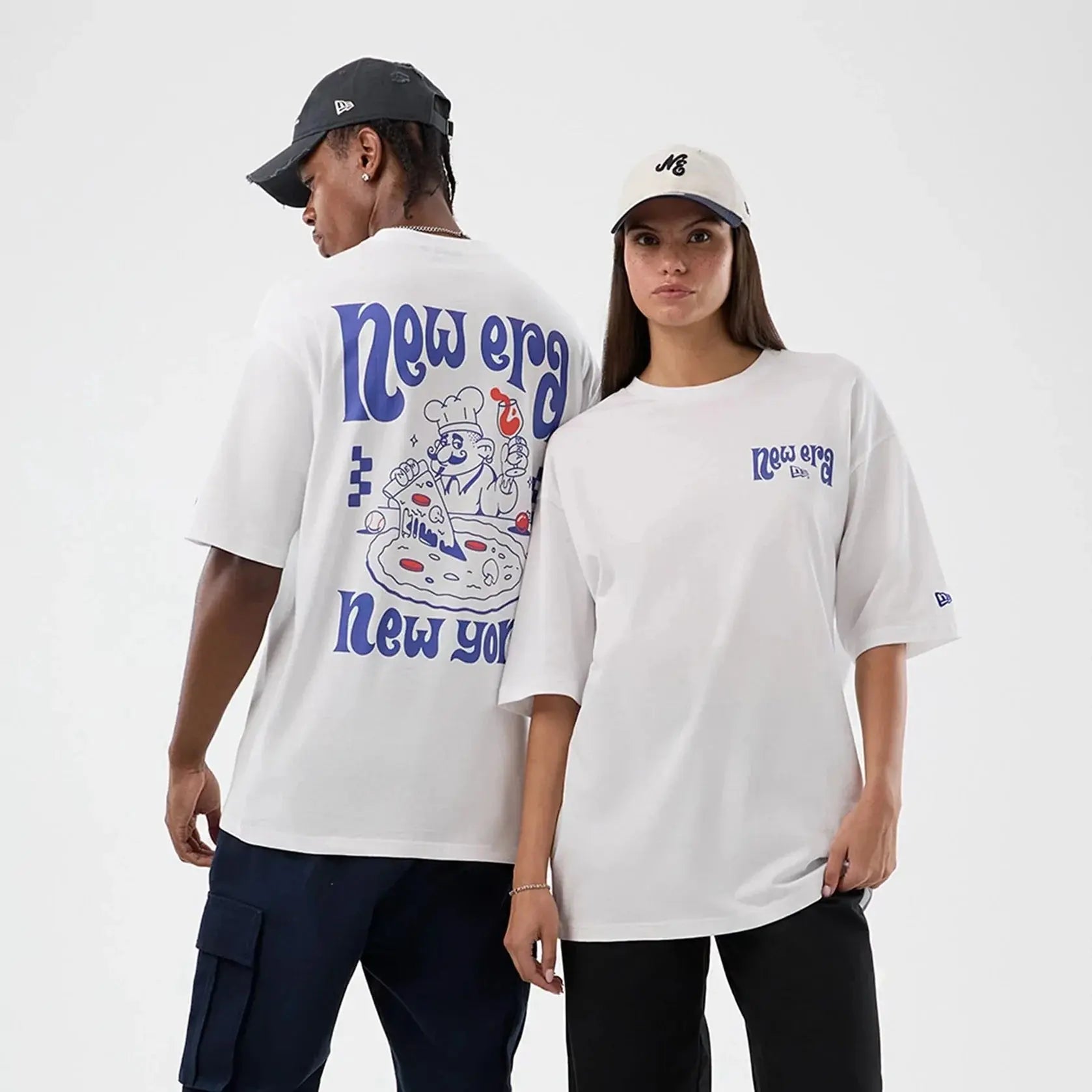 T-shirt Oversize Pizza - Blanc