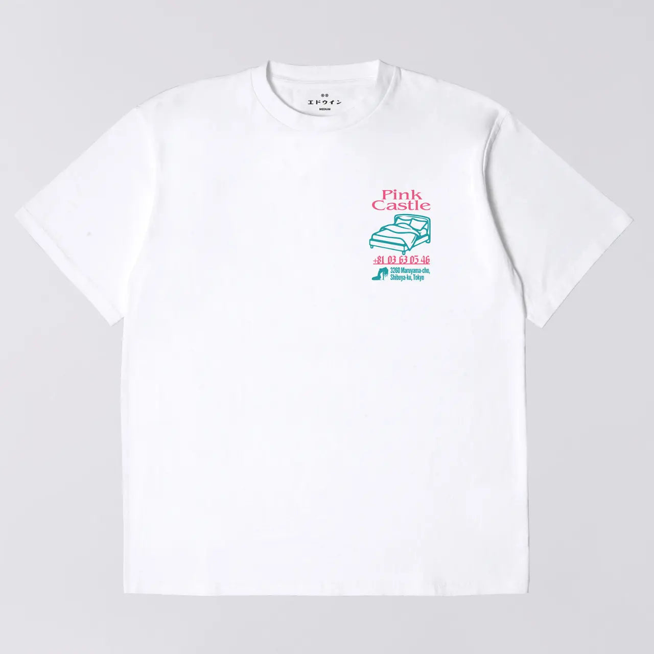 EDWIN -  T-SHIRT PINK CASTLE BLANC -  Klubb