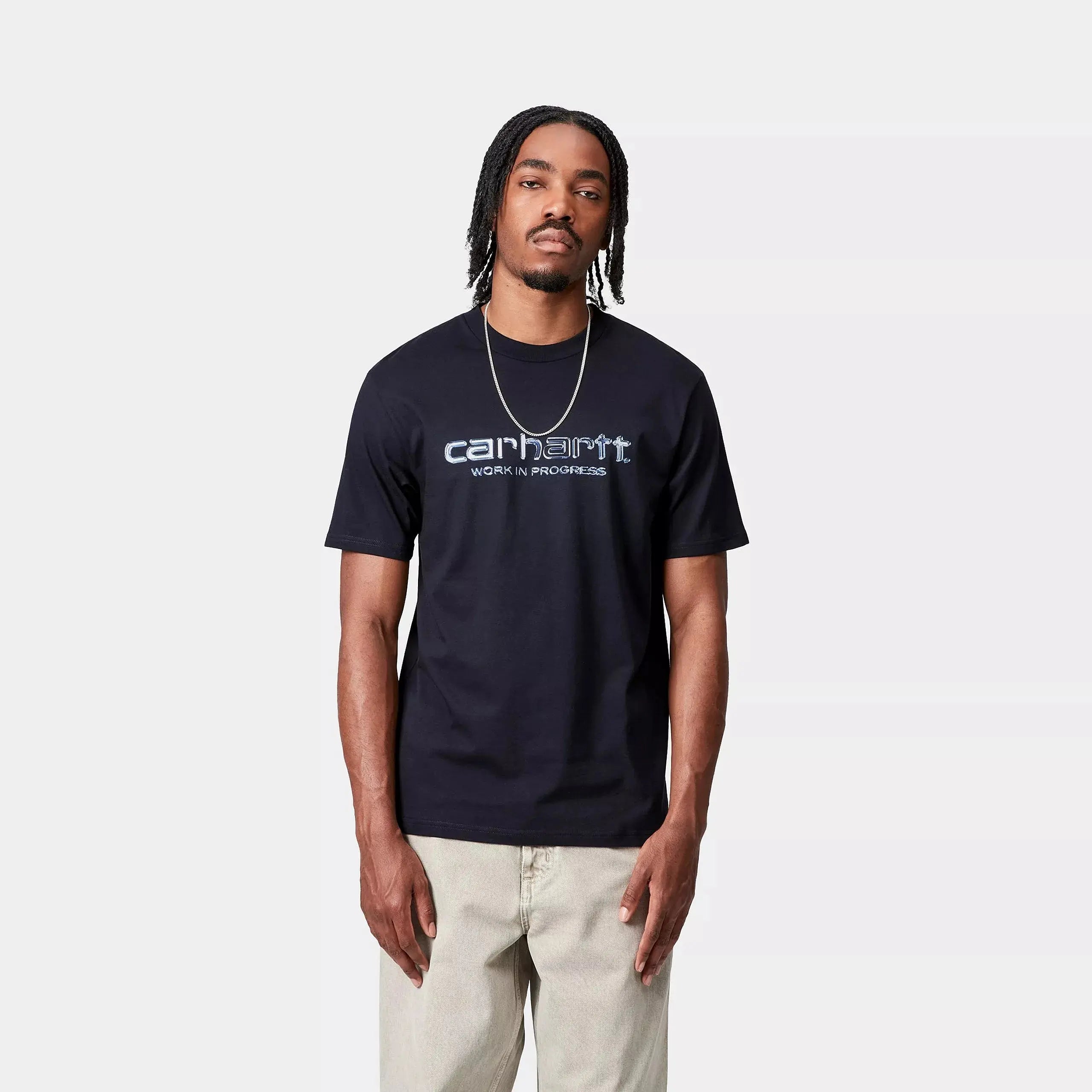 CARHARTT WIP -  T-SHIRT SOLAR CHROME SCRIPT NAVY -  Klubb