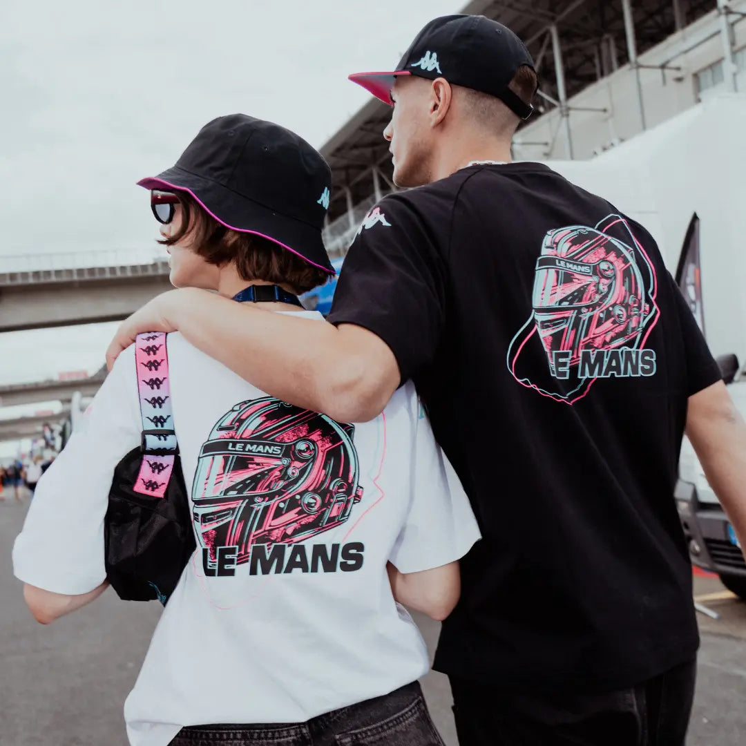 T-shirt Kappa Reang 24H Le Mans noir — détail logos contrastés