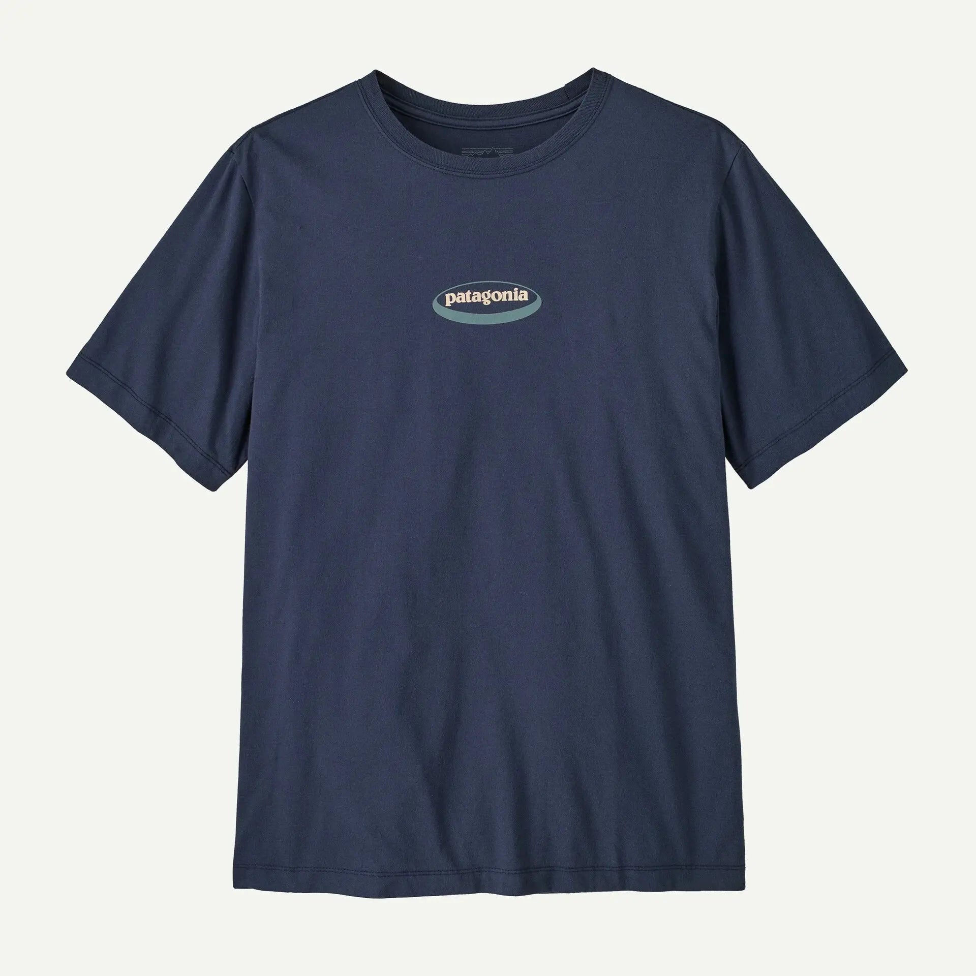 T-shirt Patagonia Oval Logo bleu marine, sérigraphie logo ovale poitrine
