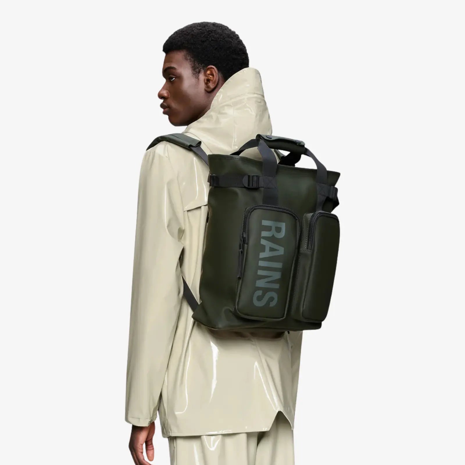 Texel Tote Backpack Green Rains porté dos waterproof - Klubb Le Mans