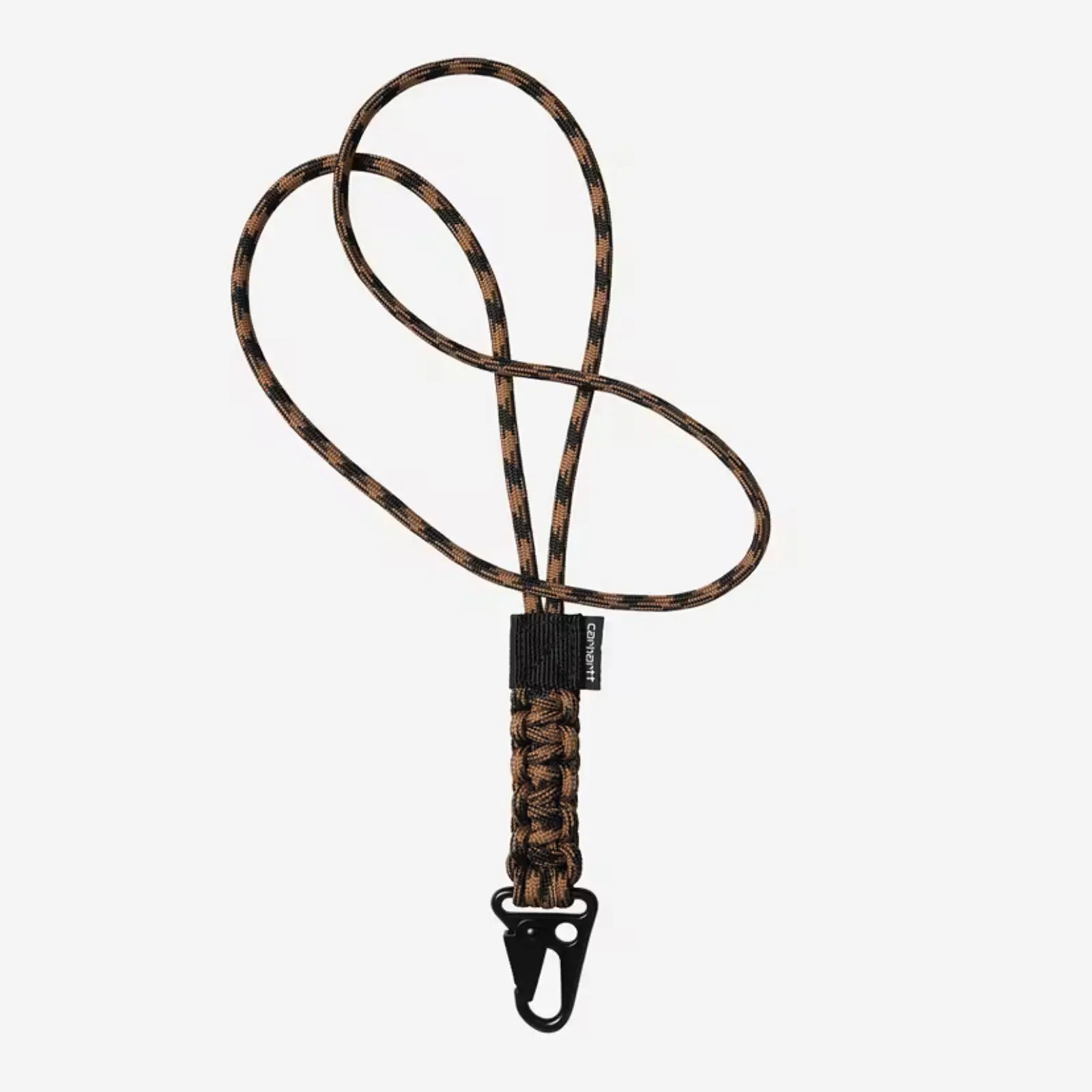 Tour de cou Corde Carhartt WIP Hamilton Brown noué polyester recyclé - vue avec crochet métal