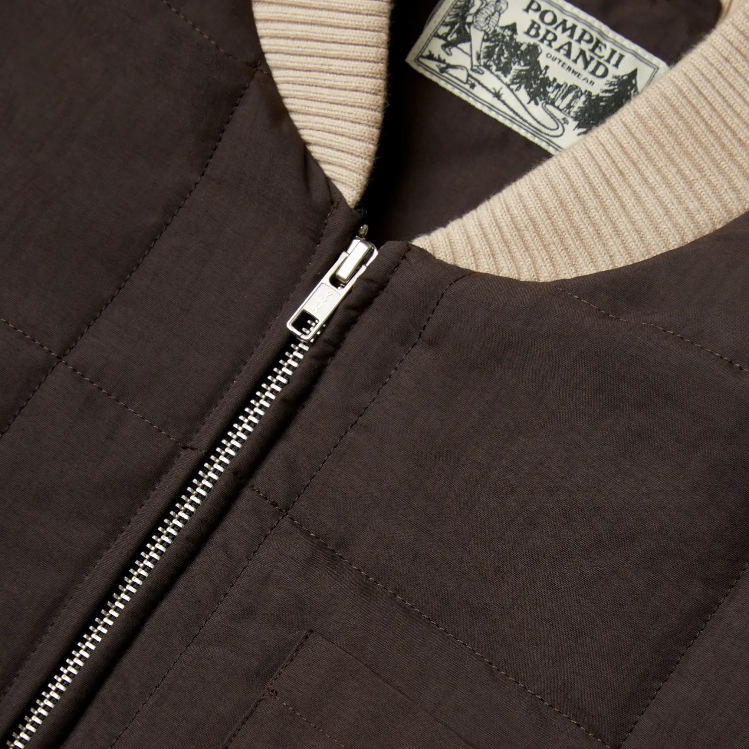 VESTE BOMBARDIER MATELASSÉE - COFFEE POMPEII BRAND -  Klubb