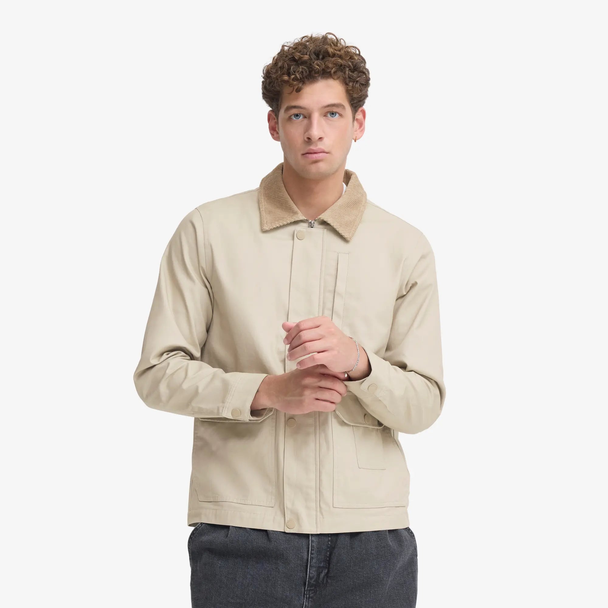 VESTE COTON CIRÉ BEIGE