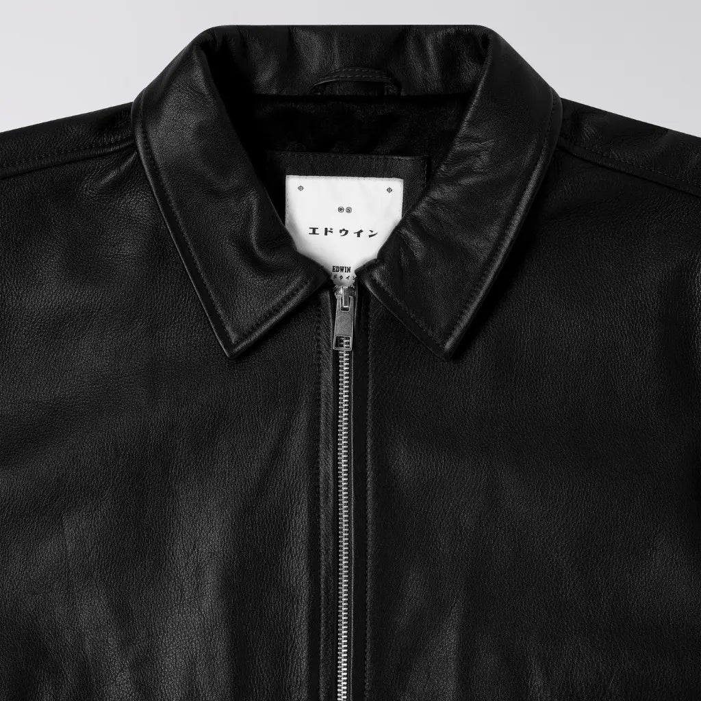 EDWIN -  VESTE DOGMA CUIR NOIR -  Klubb