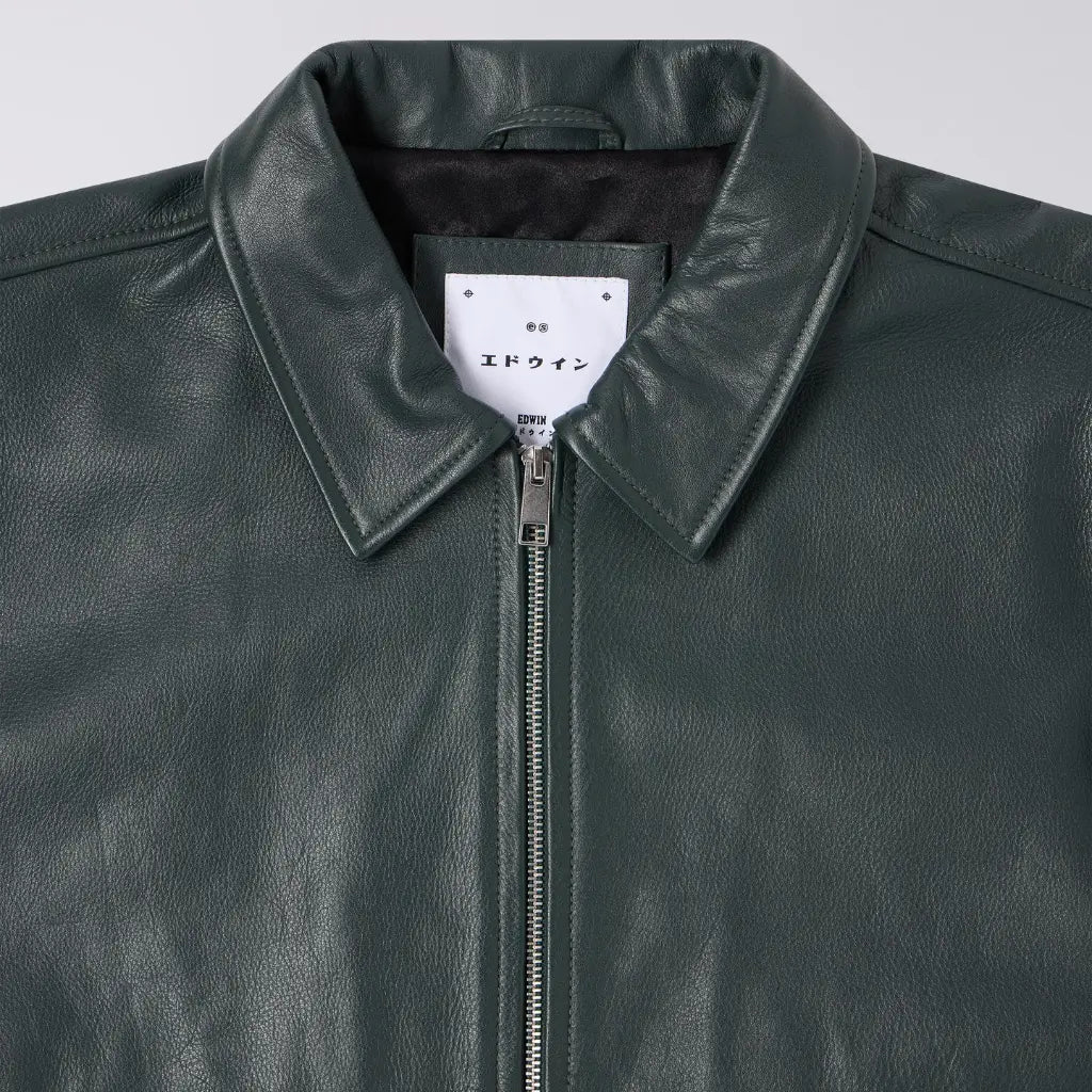 EDWIN -  VESTE DOGMA CUIR VERT -  Klubb