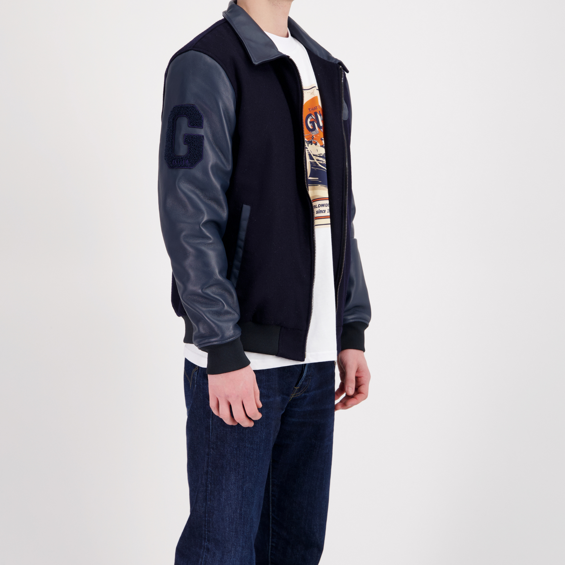 VESTE VARSITY CUIR & LAINE GULF -  Klubb