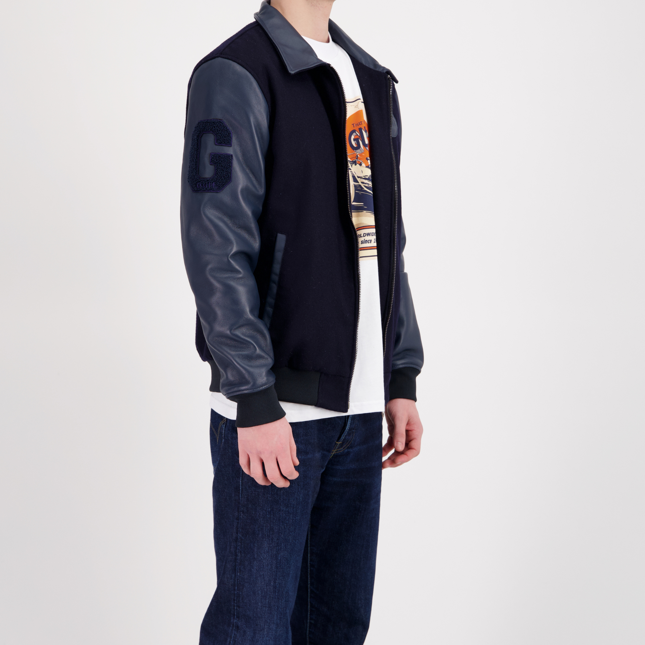 VESTE VARSITY CUIR & LAINE GULF -  Klubb