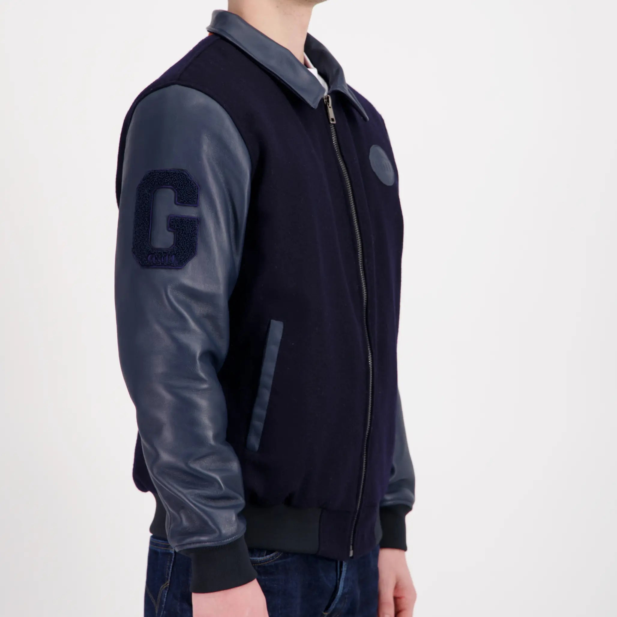 VESTE VARSITY CUIR & LAINE GULF -  Klubb