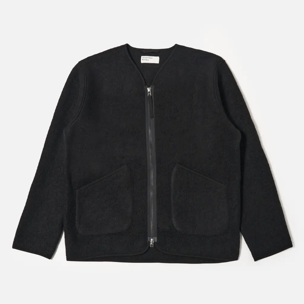 UNIVERSAL WORKS -  VESTE ZIP LINER LAINE BLACK -  Klubb