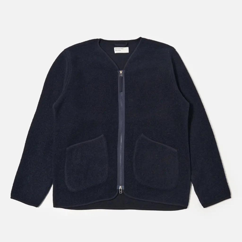 UNIVERSAL WORKS -  VESTE ZIP LINER LAINE NAVY -  Klubb