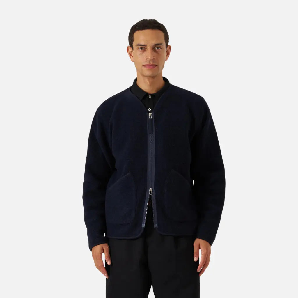 UNIVERSAL WORKS -  VESTE ZIP LINER LAINE NAVY -  Klubb