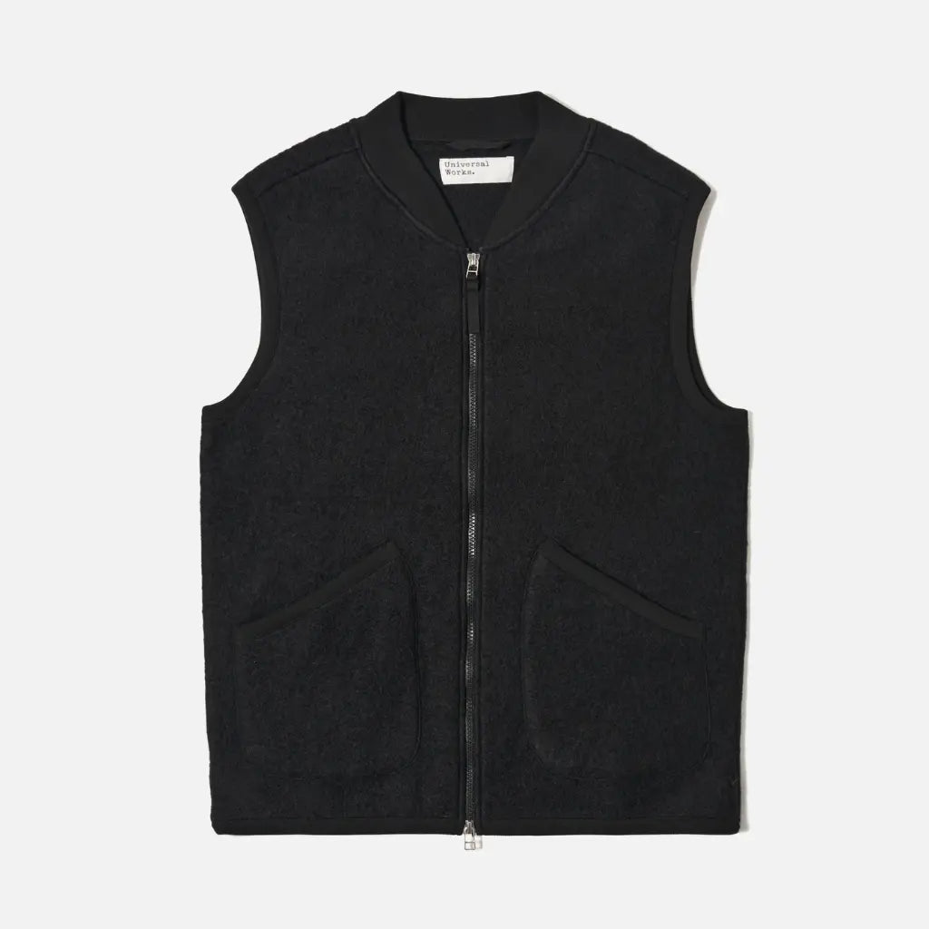 UNIVERSAL WORKS -  ZIP WAISTCOAT BLACK -  Klubb