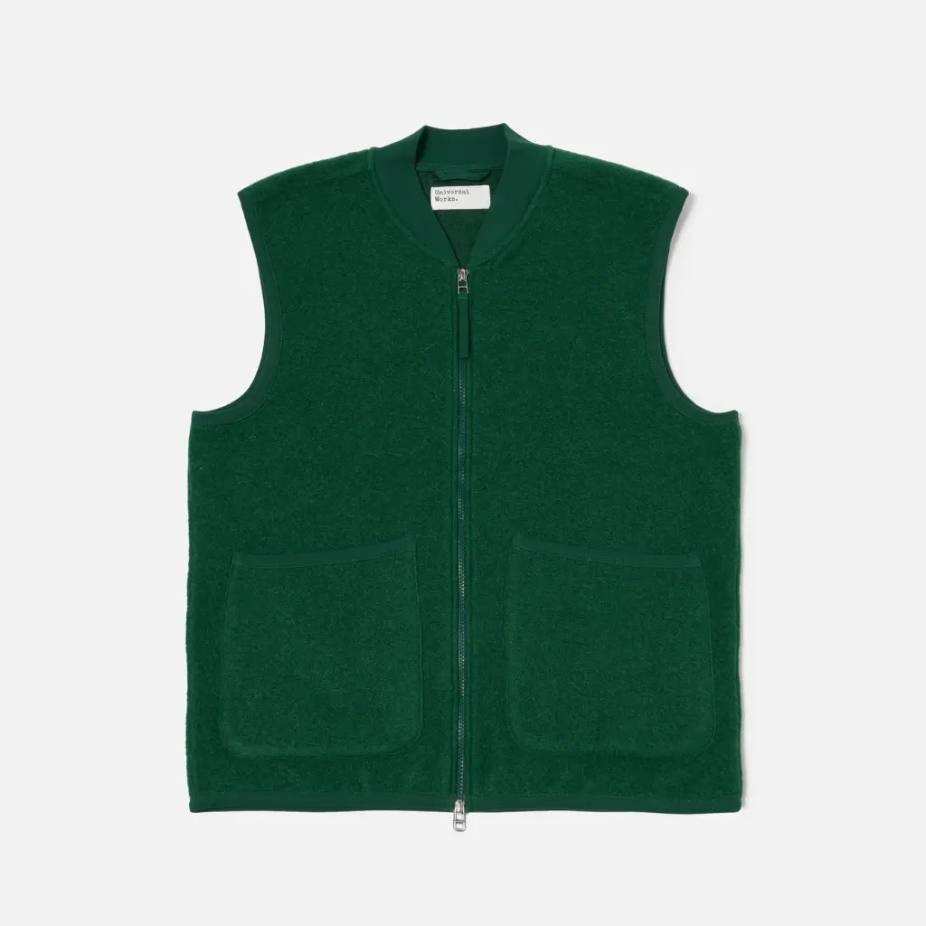 UNIVERSAL WORKS -  ZIP WAISTCOAT GREEN -  Klubb