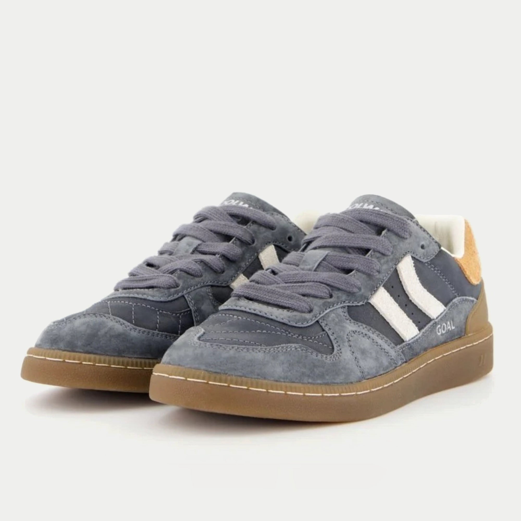Baskets Goal Blue Horizon bleu ardoise Coolway - paire de trois quarts avant, tige en cuir suédé bleu ardoise