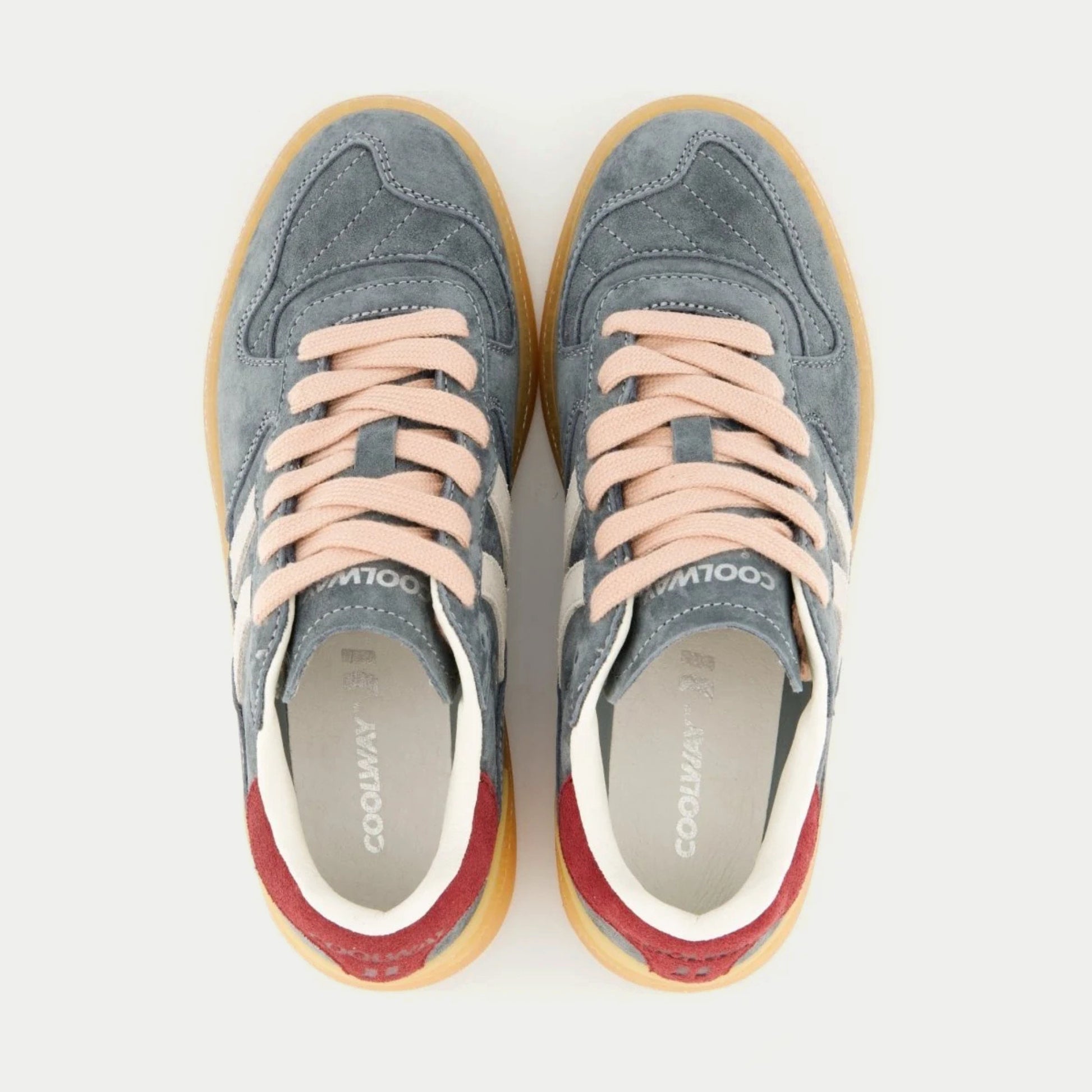 Baskets Goal Marina Glide bleu gris Coolway - paire vue de dessus, premières COOLWAY et talons rouges