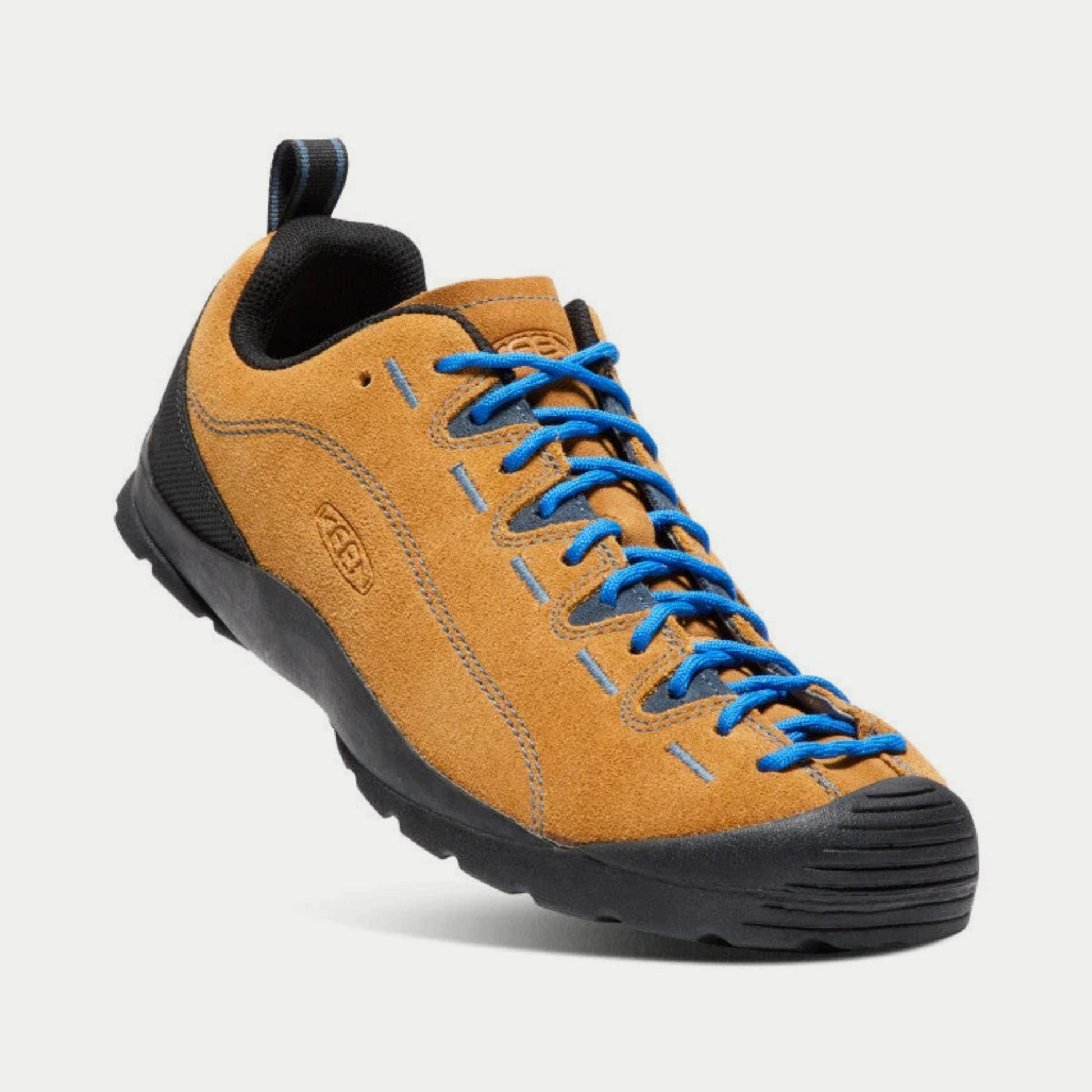 Baskets Jasper Cathay Spice & Orion Blue KEEN - gros plan sur le laçage bleu et les œillets
