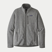 Better Sweater Stonewash à plat : maille gris perle chinée, garnitures gris foncé et zip intégral