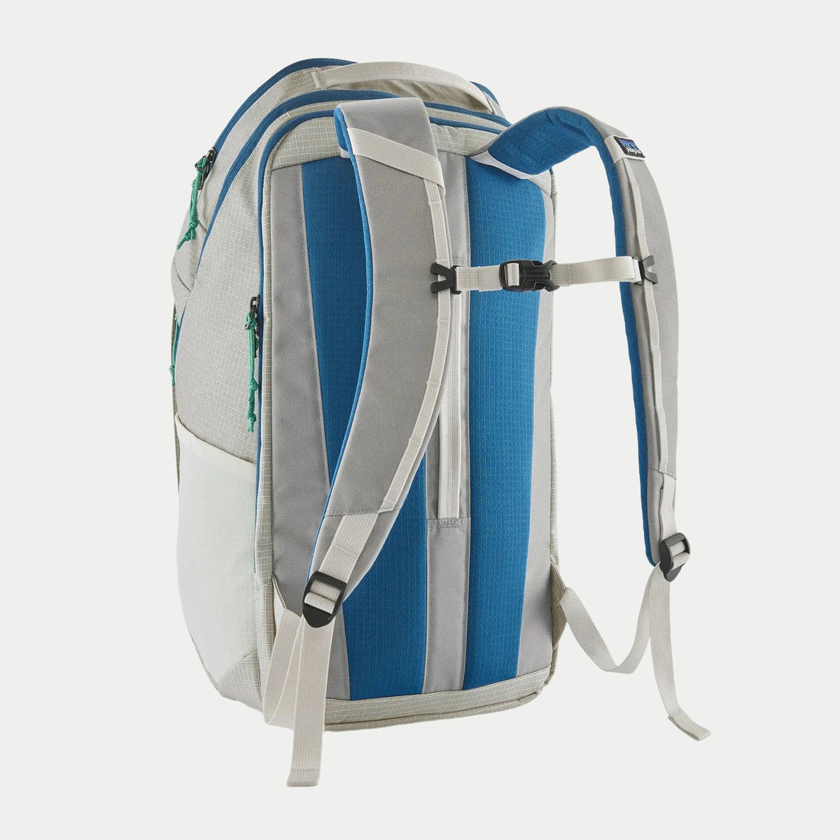 Sac à dos Black Hole Pack 32L Birch White de dos : panneau dorsal mesh bleu, bretelles matelassées et sangle de poitrine