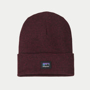 Bonnet Everyday Patagonia Berry Fig - vue de face, revers repliable et étiquette tissée