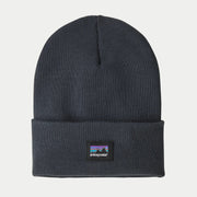 Bonnet Everyday Patagonia Smolder Blue - vue de face, revers repliable et étiquette tissée