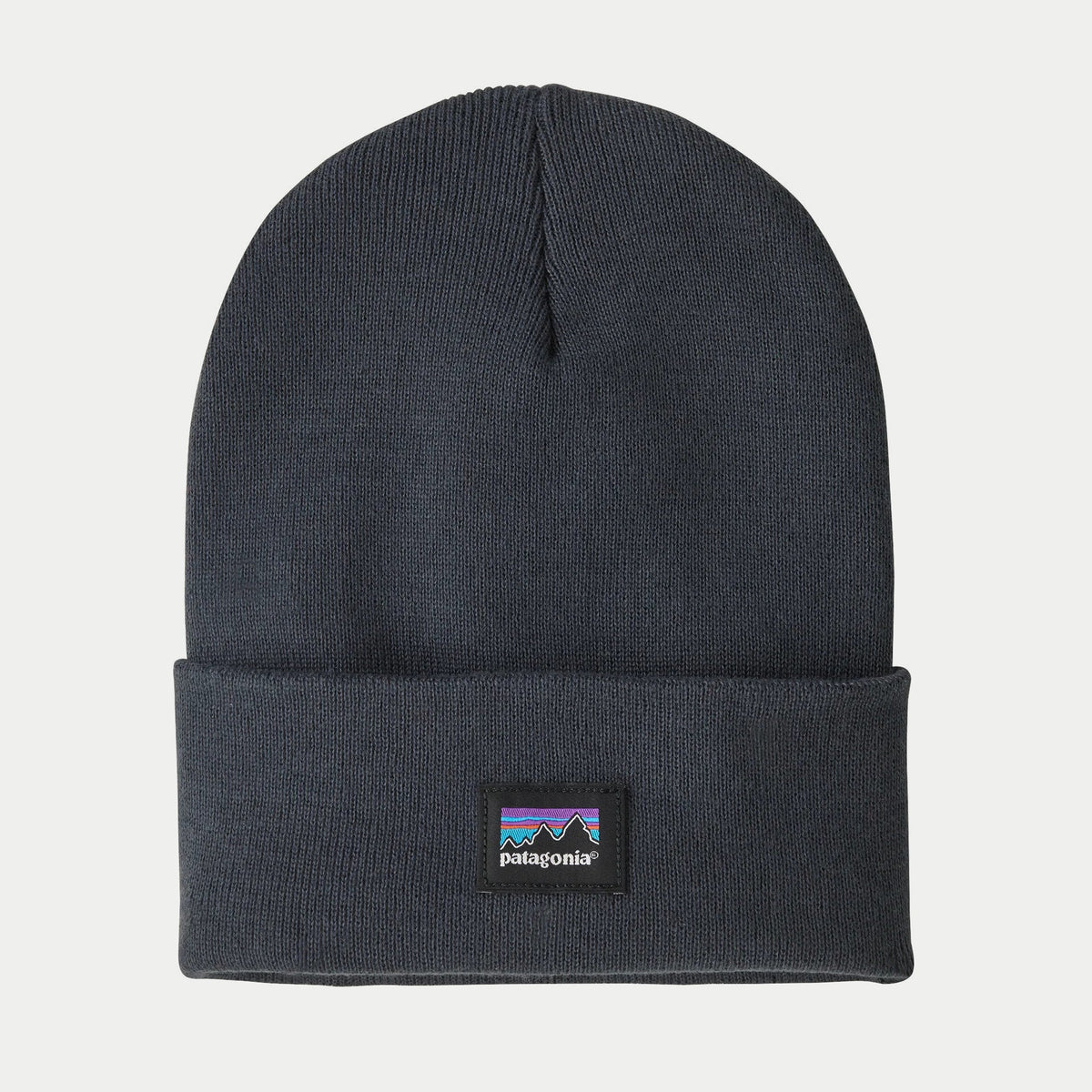 Bonnet Everyday Patagonia Smolder Blue - vue de face, revers repliable et étiquette tissée