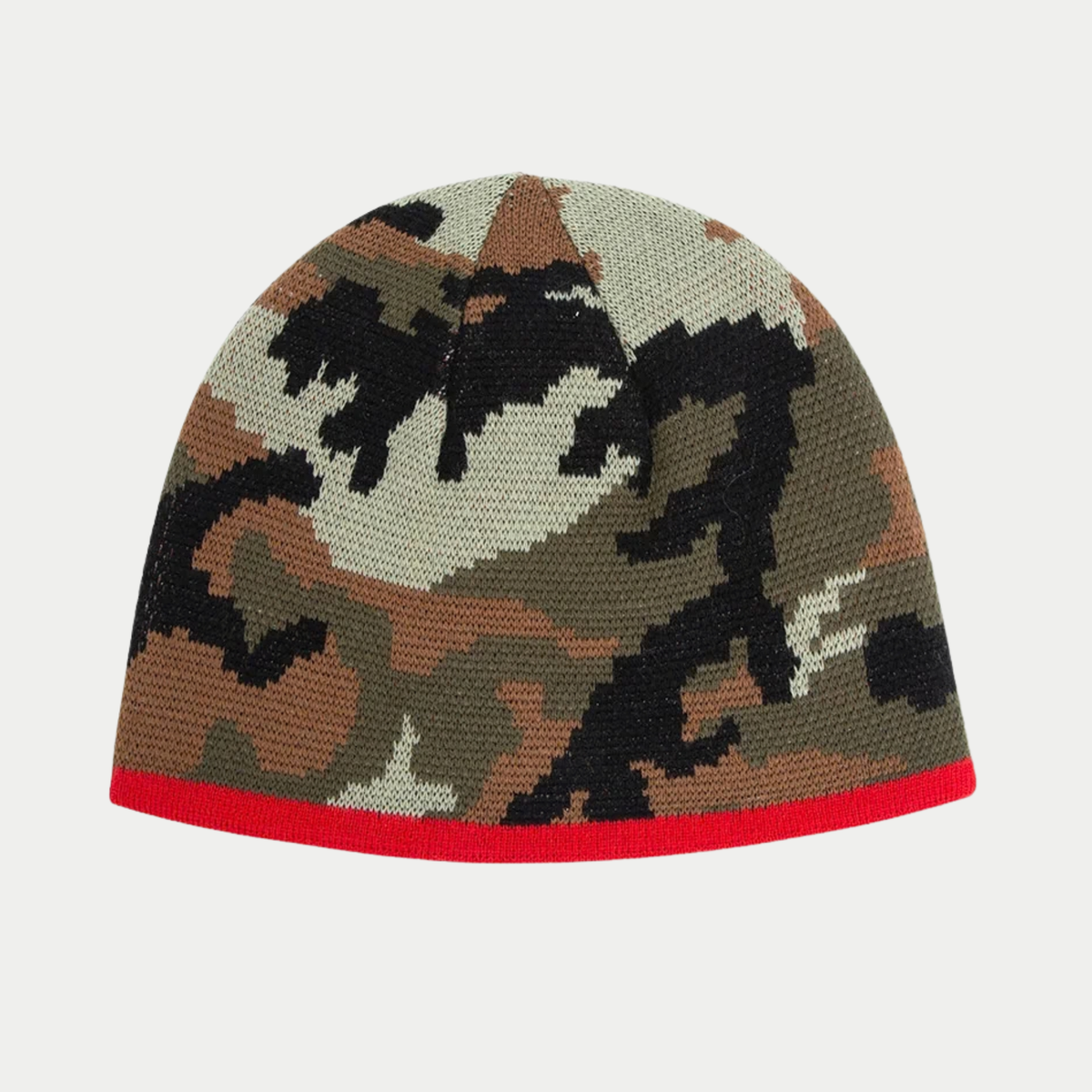 Dos du bonnet réversible Icon Twojeys côté camouflage, bord liseré rouge