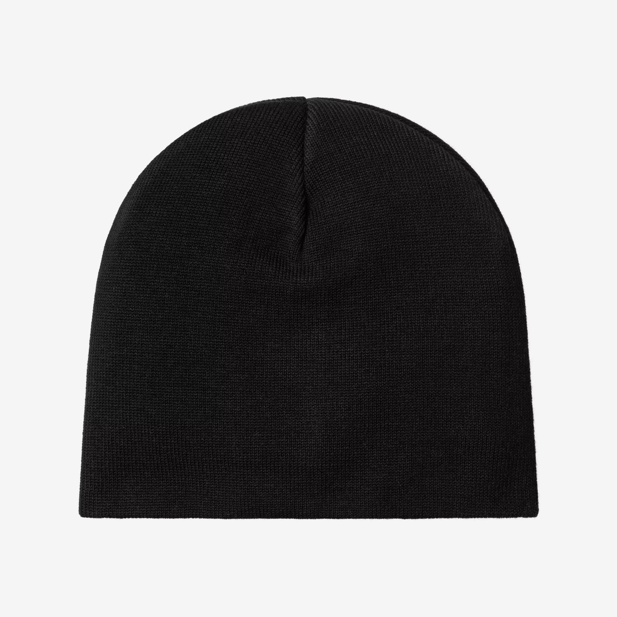 Bonnet Limn C noir Carhartt WIP vu de dos, maille jauge 9 unie noire sans motif, bord inférieur côtelé