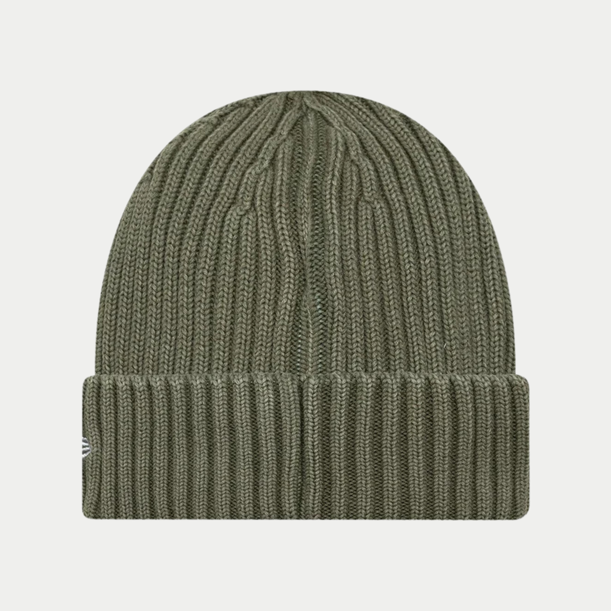 Bonnet New York Yankees Washed vert vu de dos : maille côtelée délavée, revers et drapeau New Era brodé sur le côté