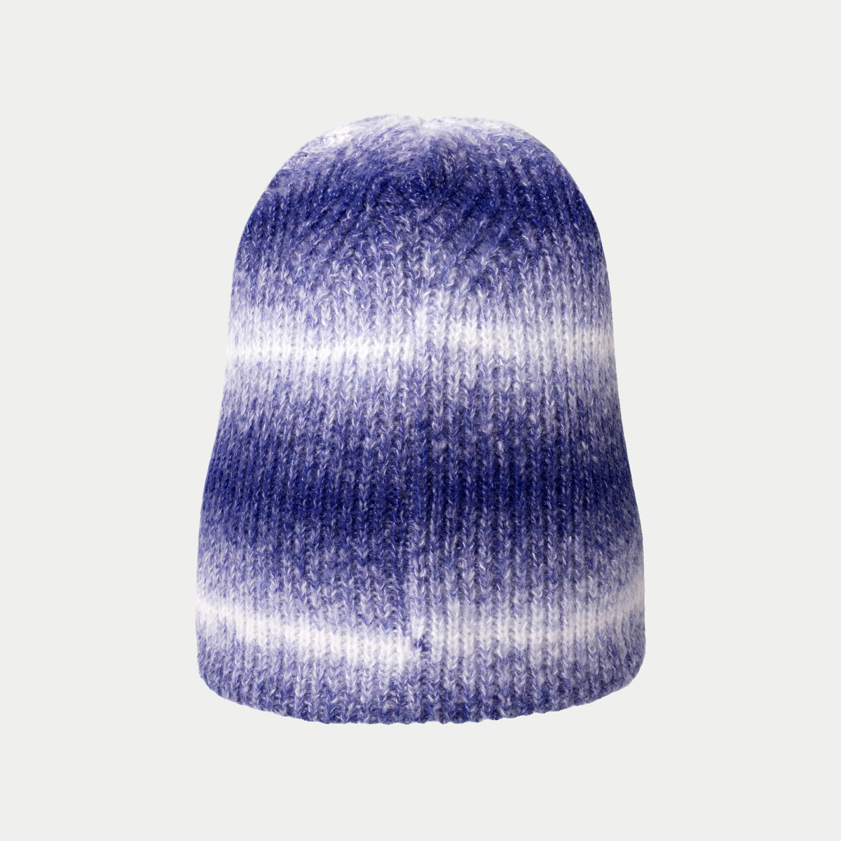 Bonnet réversible Kangol Hazy Indigo de dos sans revers, maille côtelée bleu indigo striée de blanc