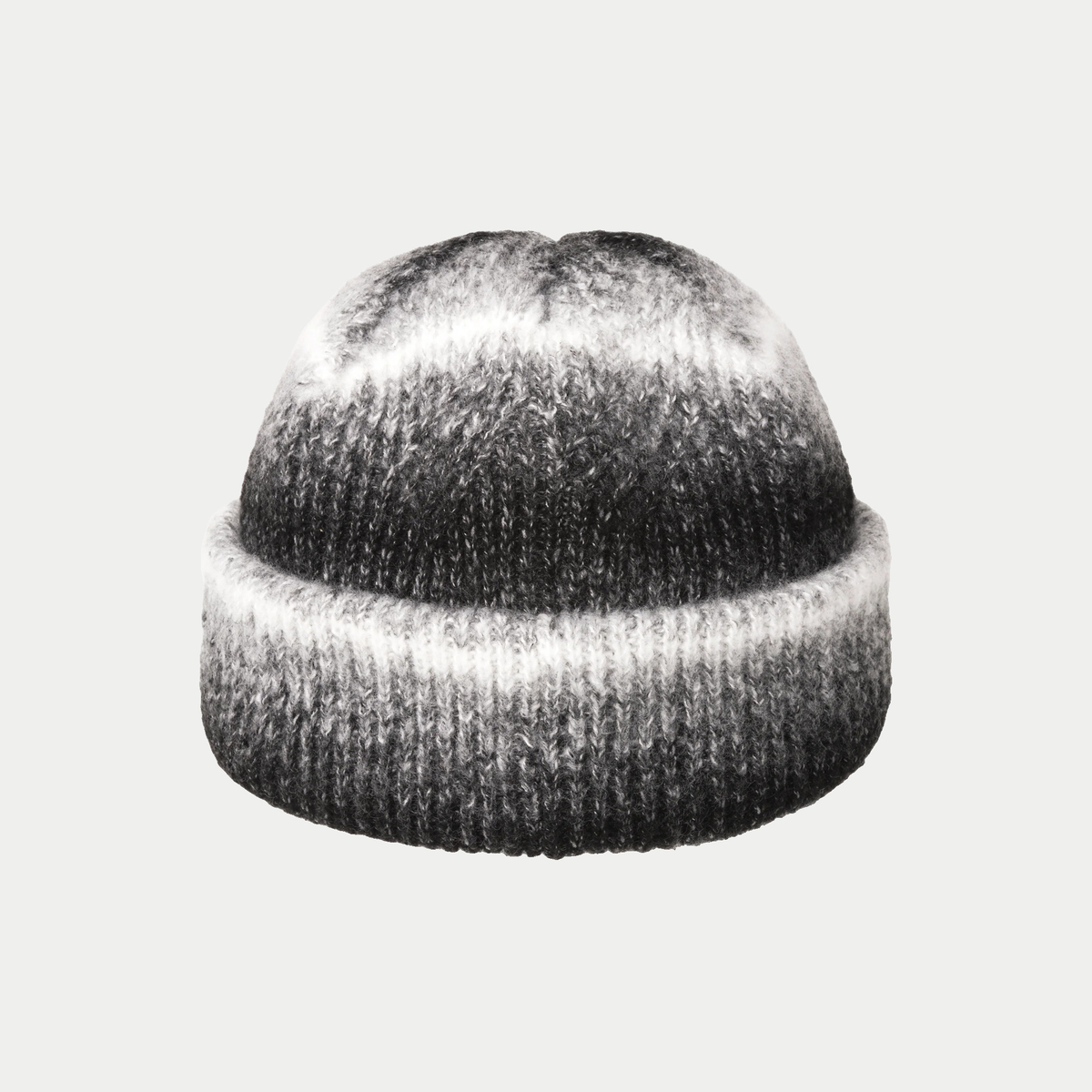 Bonnet réversible Kangol noir et blanc à revers, maille côtelée en dégradé - vue de dos