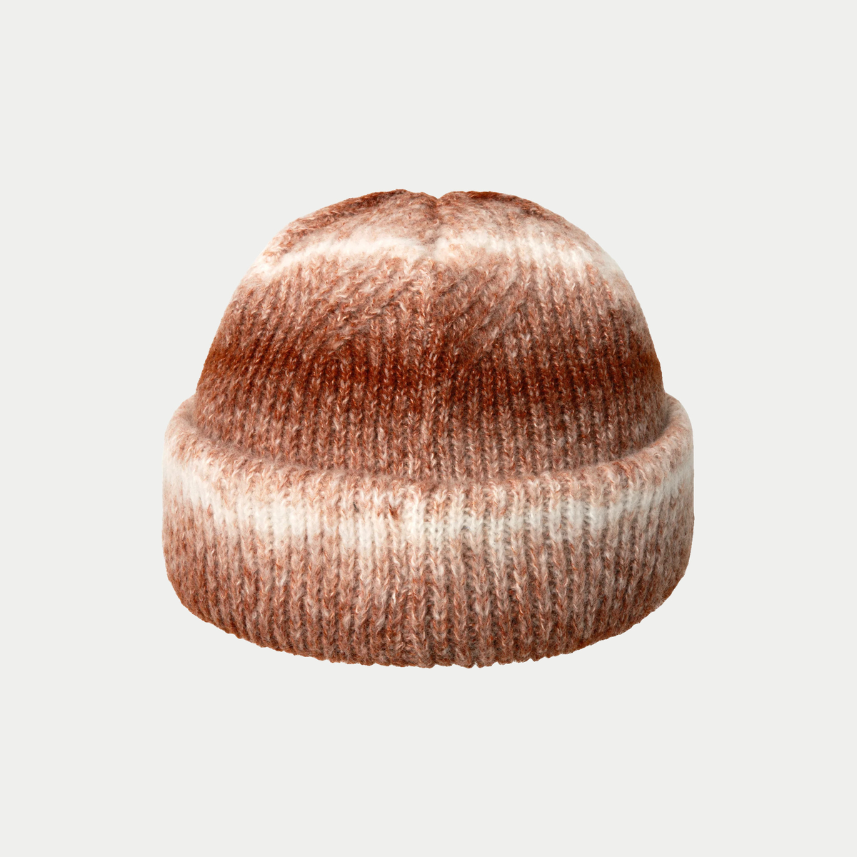Bonnet Kangol Réversible Rustic Caramel vu de dos, revers côtelé, dégradé de brun terracotta et de crème