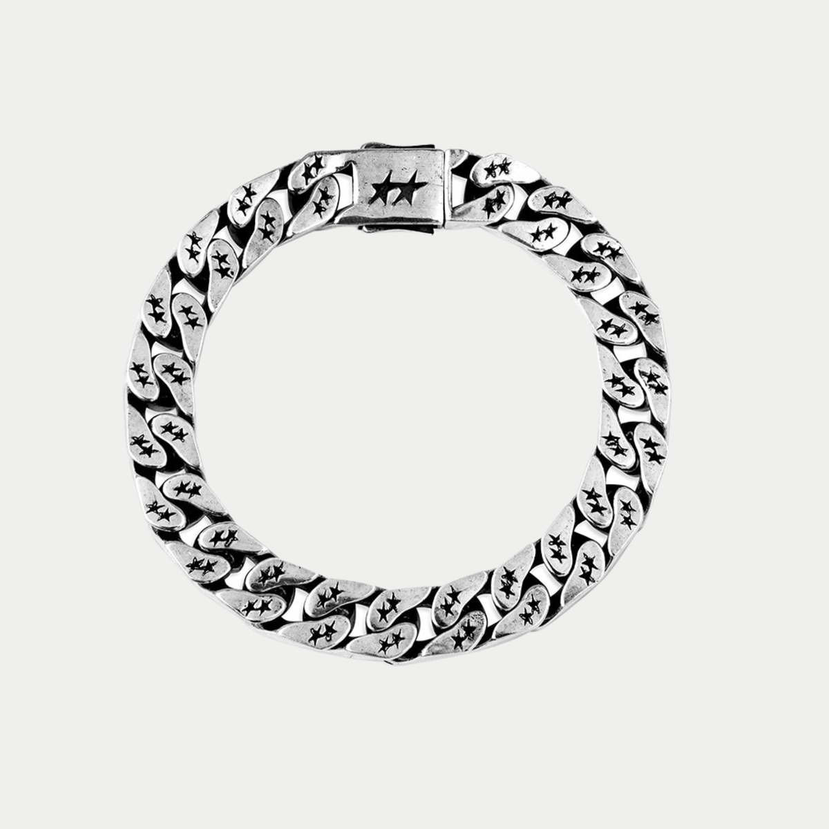 Bracelet Bold Cuban Twojeys argenté à plat : maille cubaine épaisse et fermoir à cliquet siglé