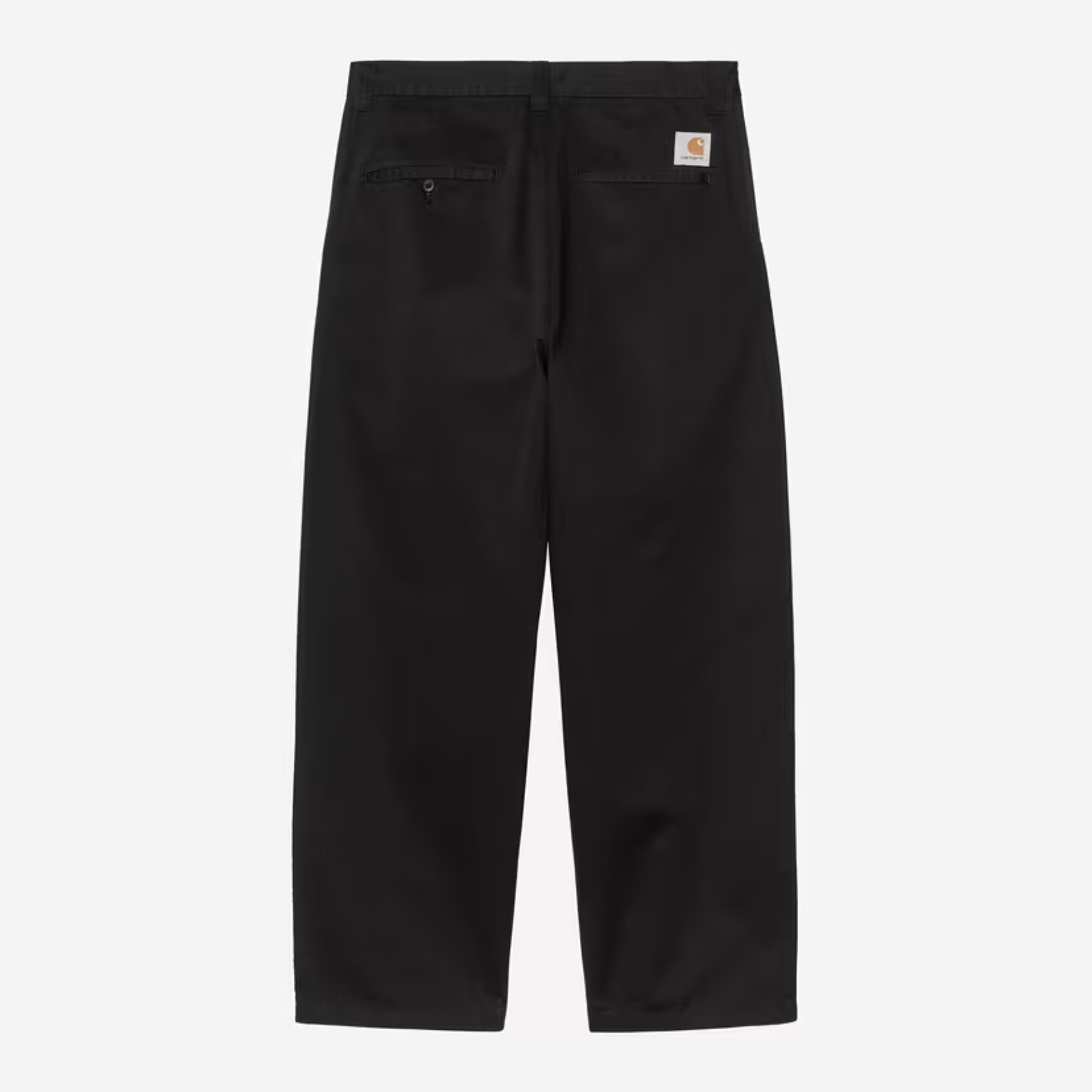 Pantalon Brady Black Stone Washed Carhartt WIP vu de dos : poches passepoilées et Square Label blanc