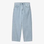 Brandon Pant Blue Heavy Worn Bleached de Carhartt WIP à plat : denim bleu glacier fortement éclairci