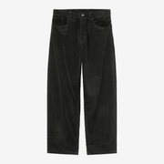 Brandon Pant Carhartt WIP en velours côtelé vert sapin Raven, à plat de face : passants, braguette zippée et poches avant