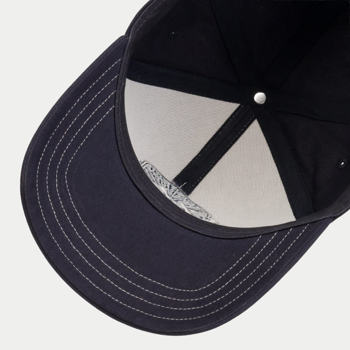 Casquette baseball Stetson 1865 American Headgear écru et bleu marine - dessous de la visière et intérieur