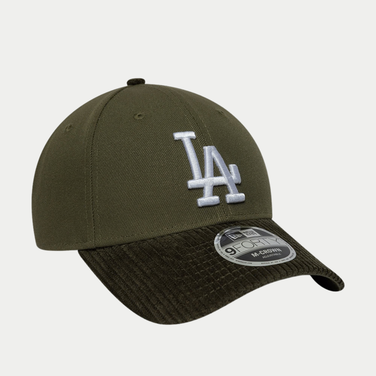 Casquette 9Forty LA Dodgers Cord Visor olive New Era - profil trois-quarts côté droit