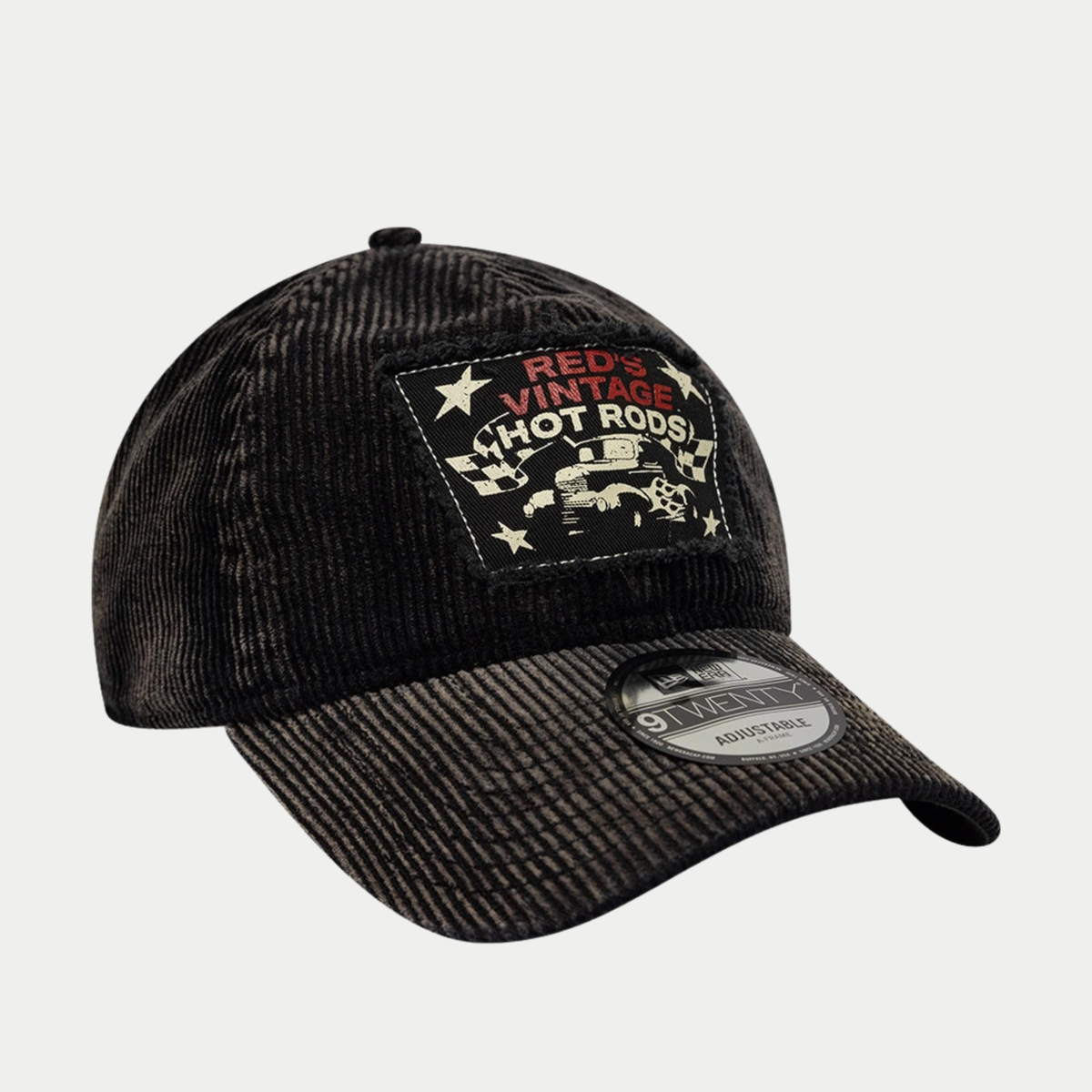 Casquette Patch Acid Cord vue de trois-quarts droite, côtes du velours délavées gris sur la visière